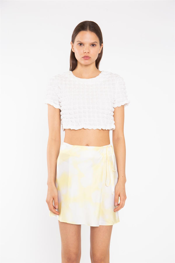 Glamorous Textured-White Crop-Top