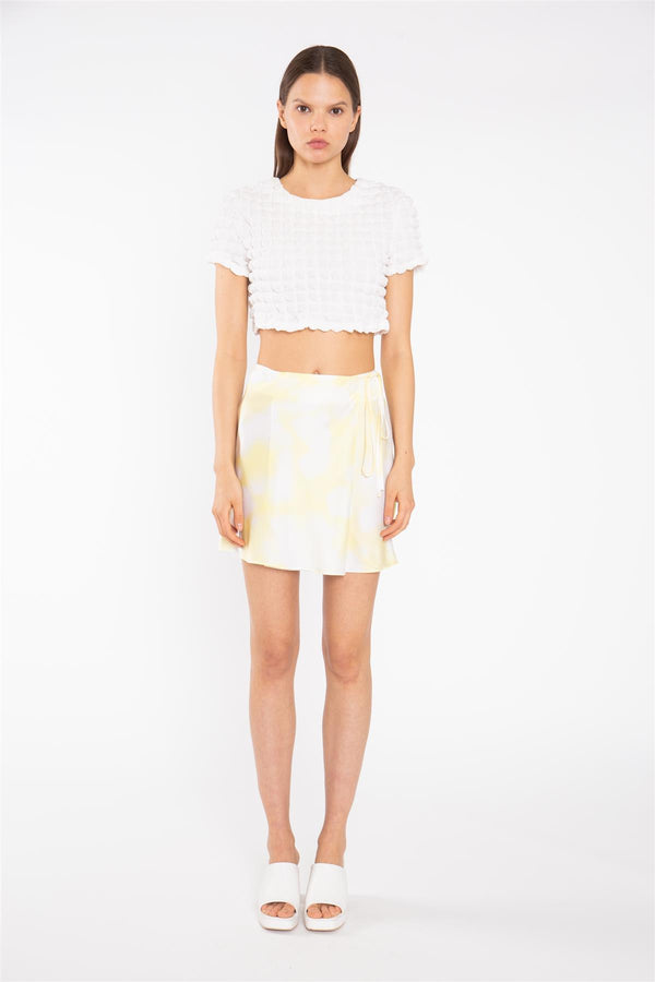 glamorous Textured-White Crop-Top