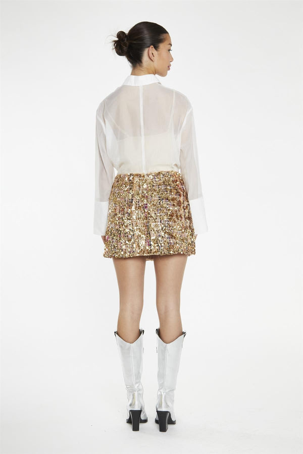 Glamorous Tweed Gold-Sequin Mini-Skirt