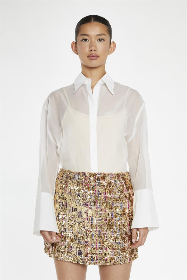 Glamorous Tweed Gold-Sequin Mini-Skirt