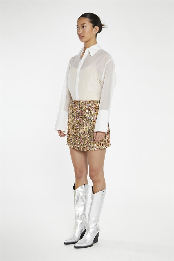 Glamorous Tweed Gold-Sequin Mini-Skirt