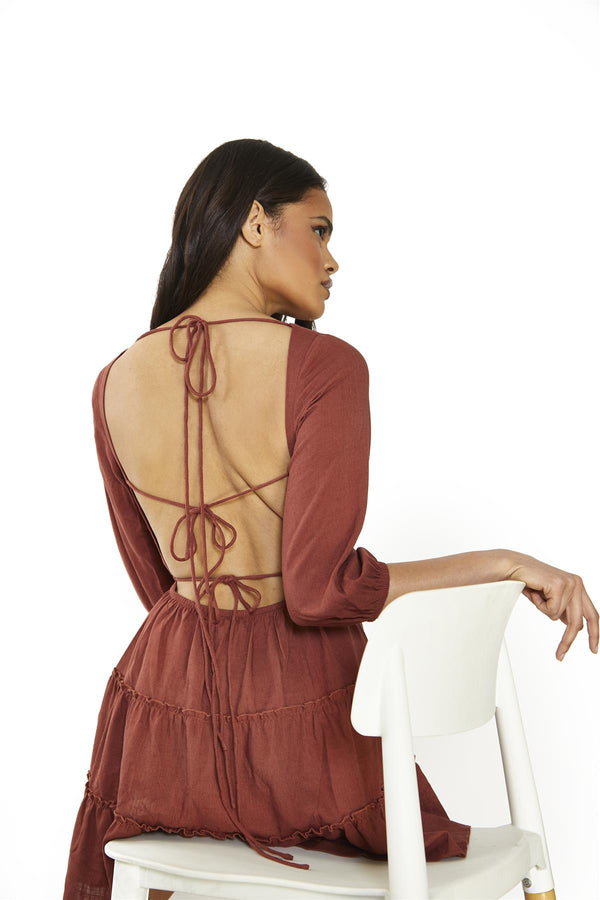 Glamorous Umber Square-Neck Mini-Dress