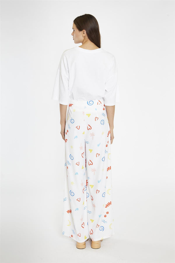 Glamorous Vacation Print Wide Leg-Trousers