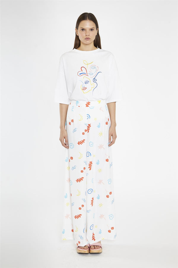 glamorous Vacation Print Wide Leg-Trousers