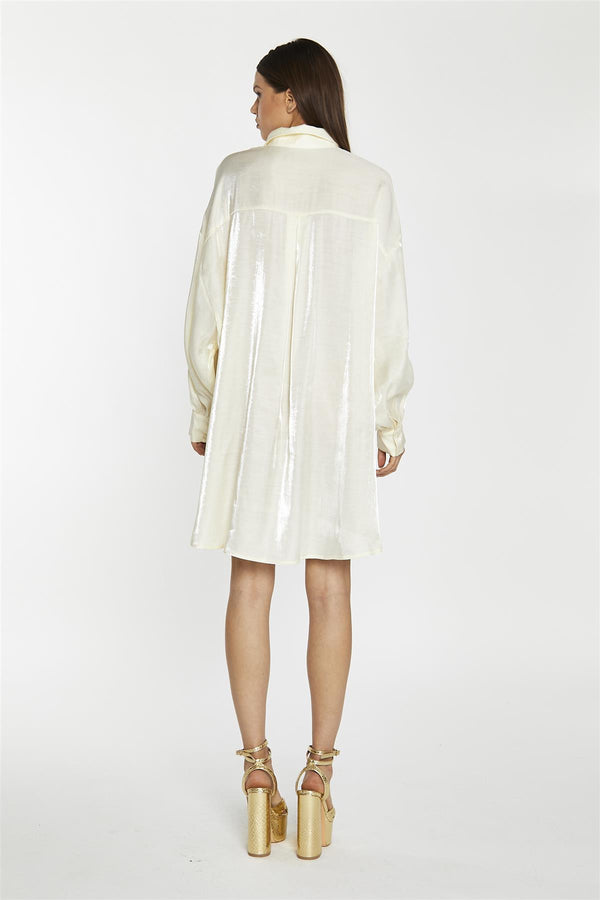 Glamorous Vanilla-Shimmer Shirt-Dress