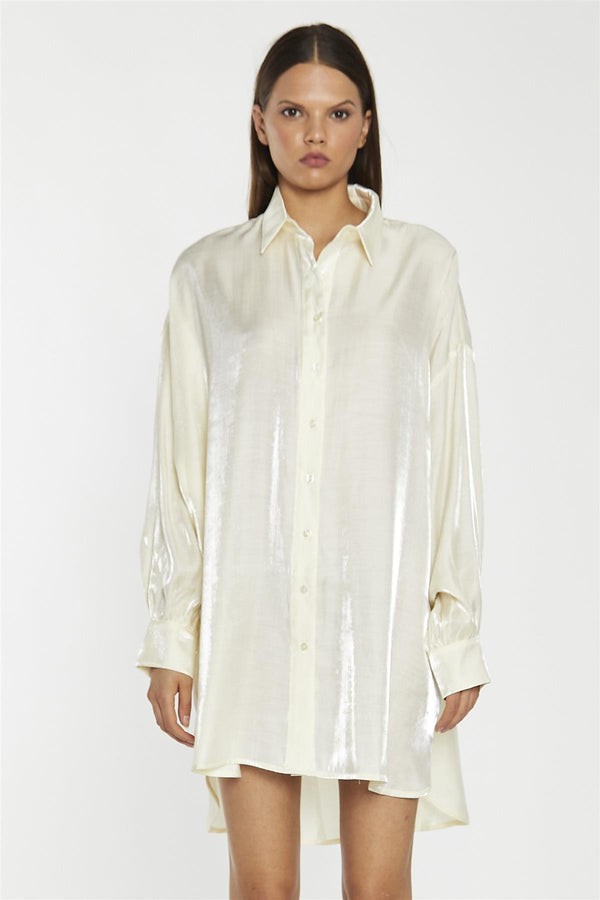 Glamorous Vanilla-Shimmer Shirt-Dress