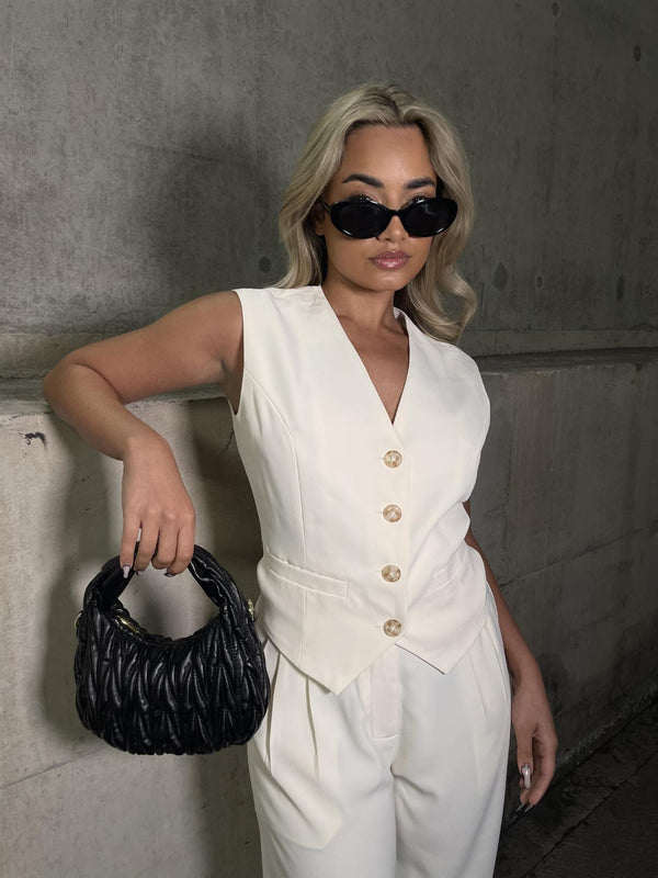 glamorous Vanilla Waistcoat Top