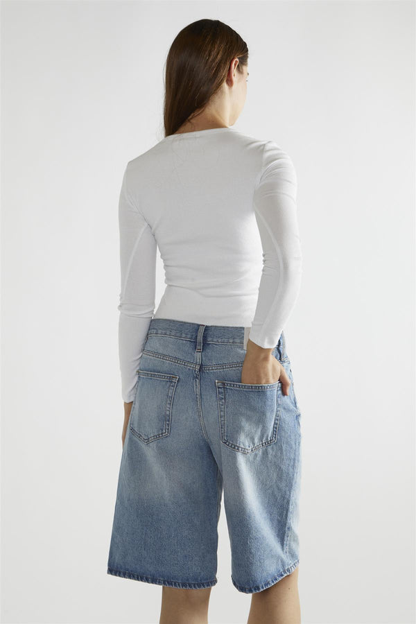 Glamorous Vintage-Blue Denim Long Shorts