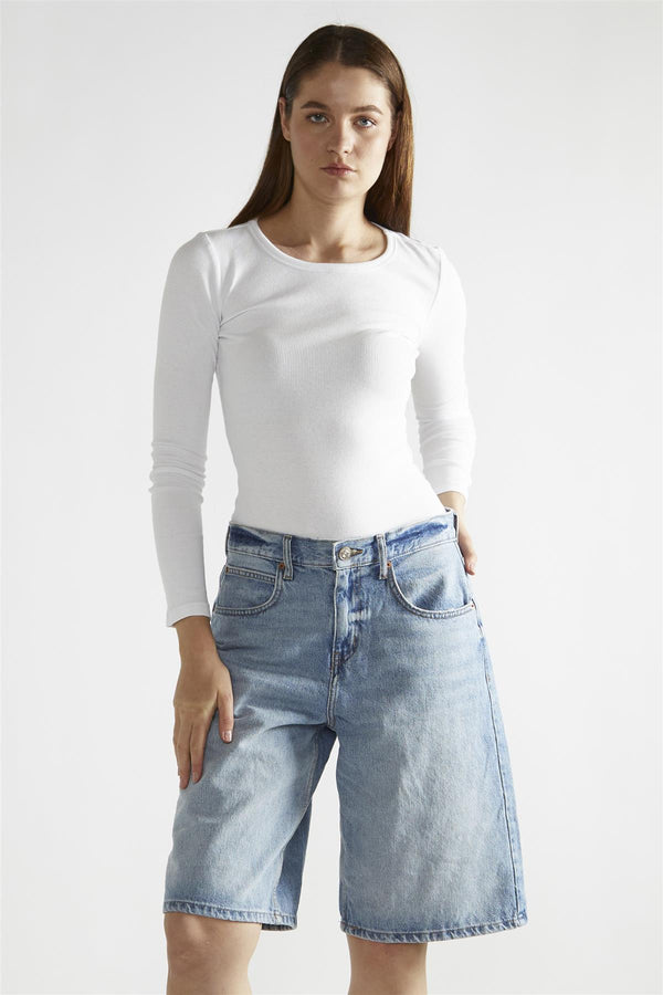 Glamorous Vintage-Blue Denim Long Shorts