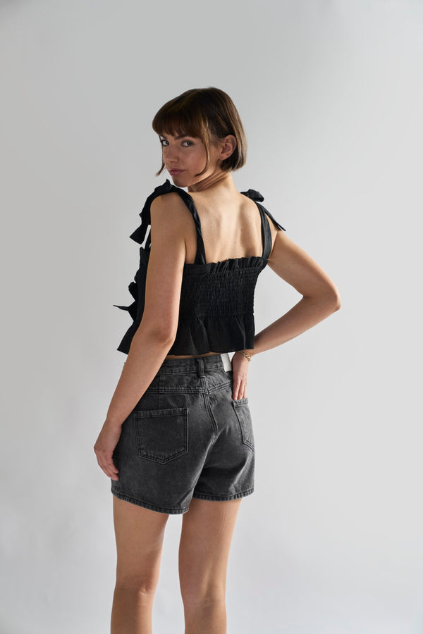 Glamorous Washed-Black Denim-Shorts