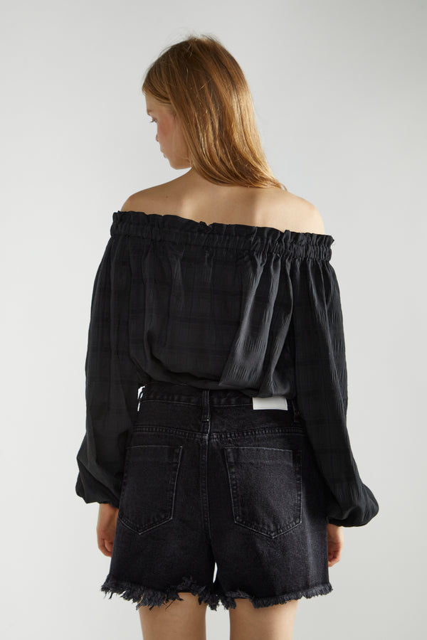 Glamorous Washed Black Distressed Denim Shorts