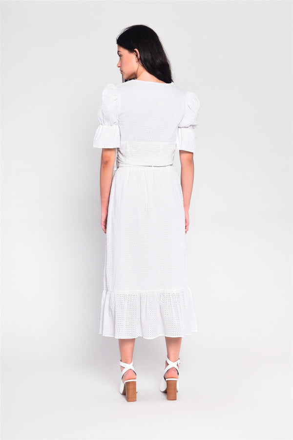 Glamorous White Belted Midi-Skirt