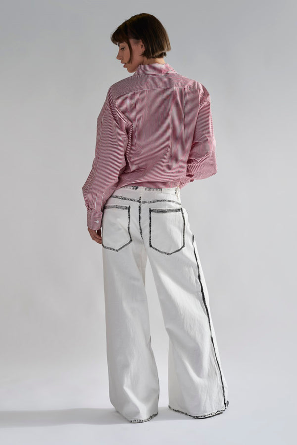 Glamorous White-Black Edges Wide-Leg Jeans