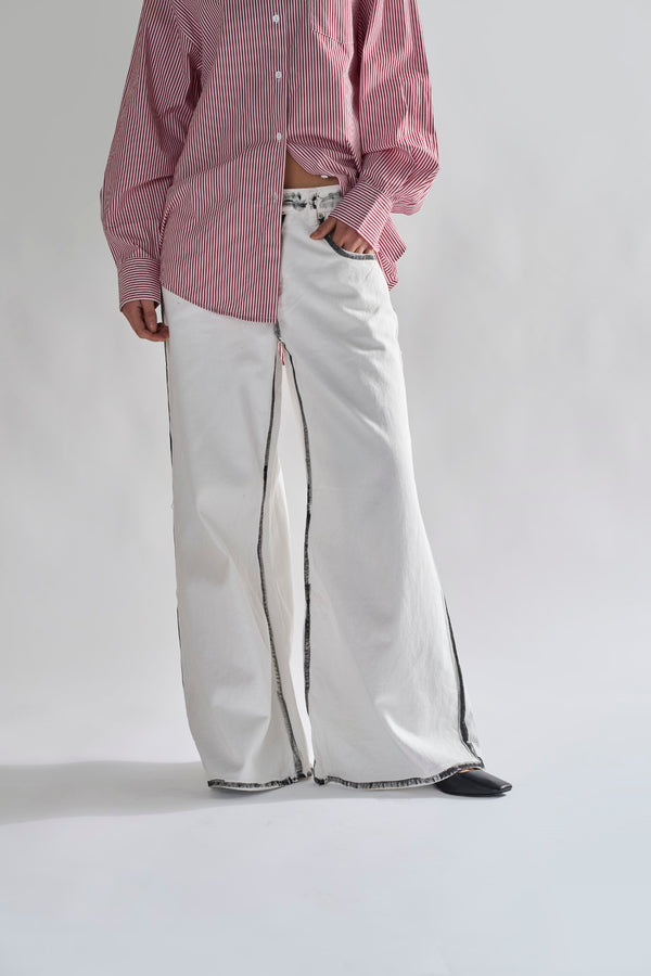 Glamorous White-Black Edges Wide-Leg Jeans