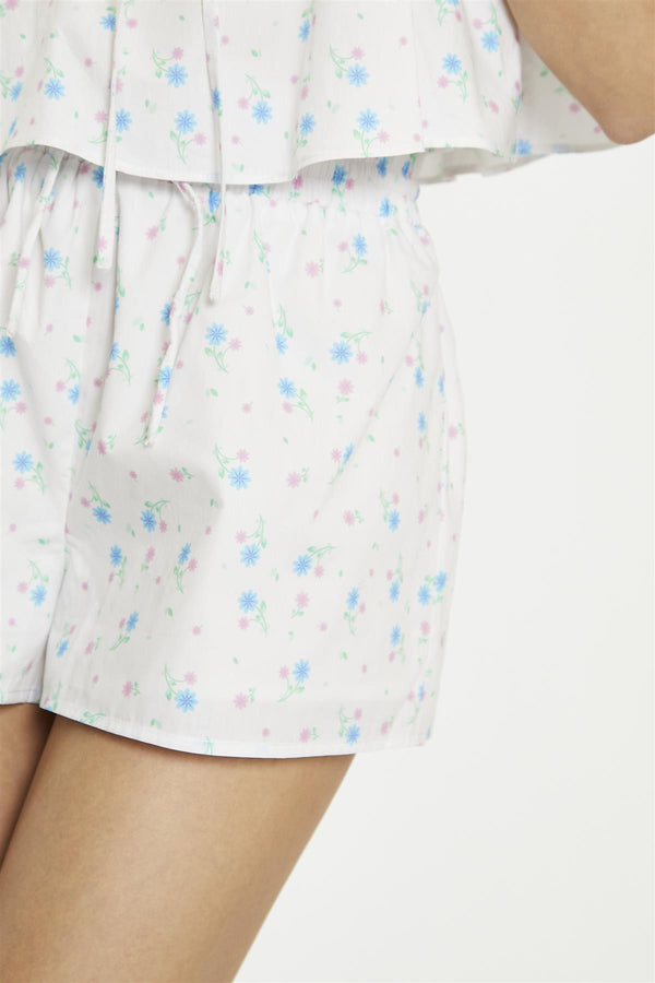 Glamorous White Blue Pink Ditsy Floral Shorts