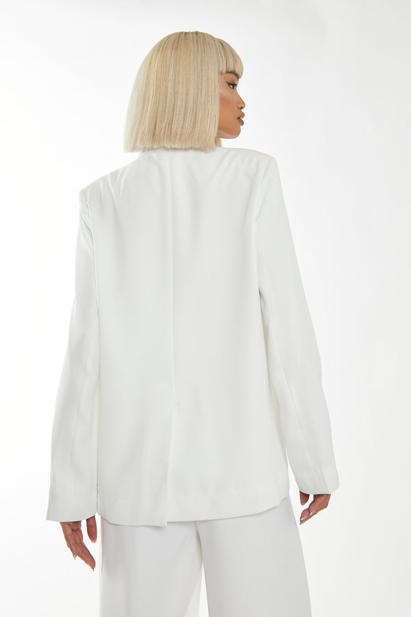 Glamorous White Boxy Oversized Blazer