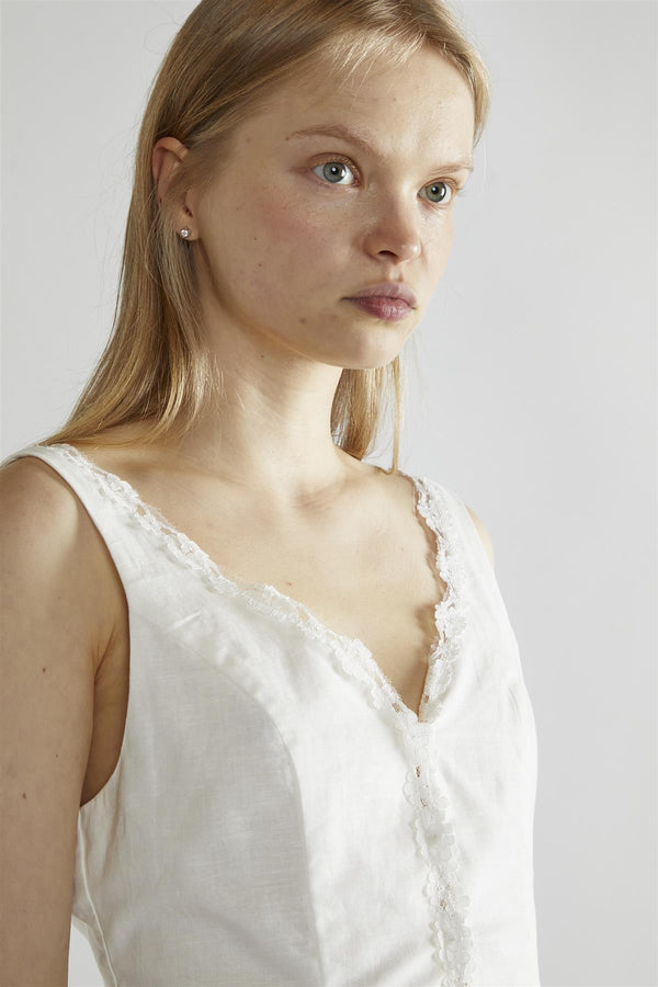 Glamorous White Button-Front Top