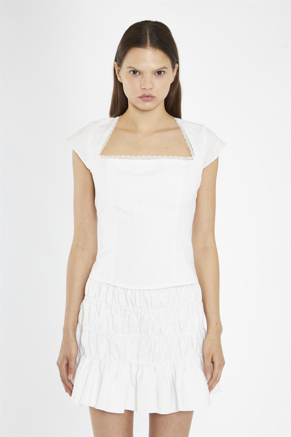 Glamorous White Cut-Out Back Top