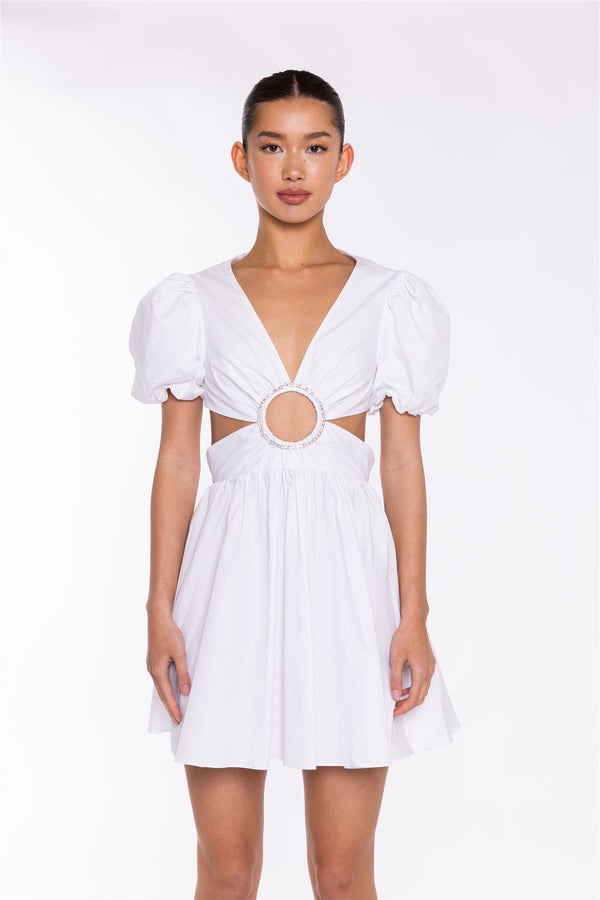 Glamorous White Cut-Out Mini-Dress