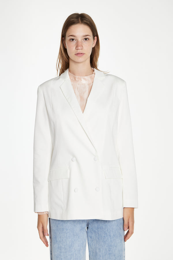 Glamorous White Double-Breasted Blazer