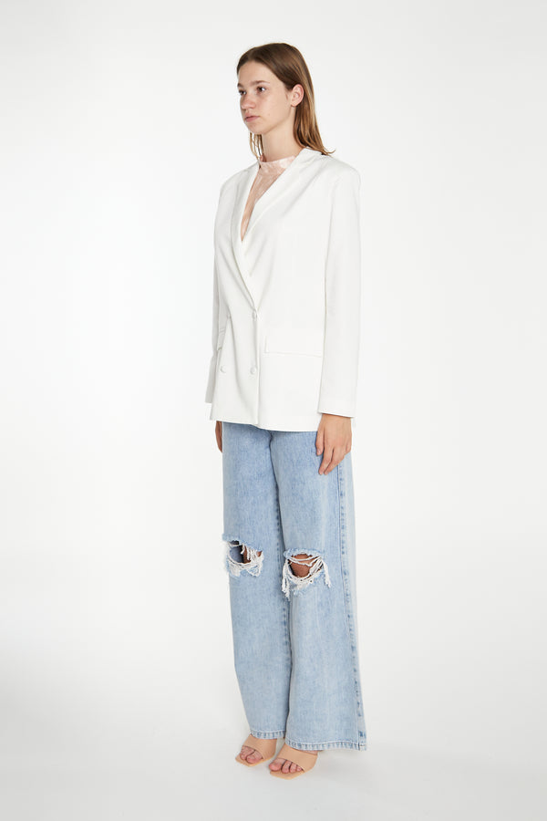 Glamorous White Double-Breasted Blazer