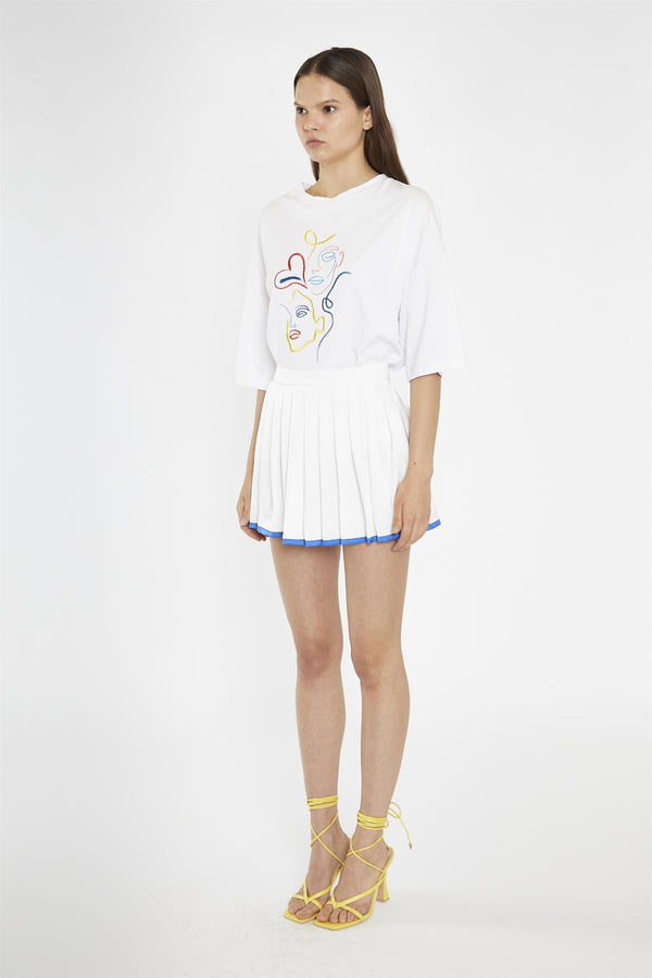 Glamorous White Embroidered Oversized-T-Shirt