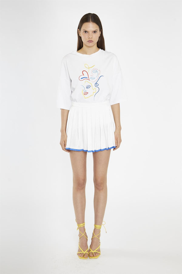 glamorous White Embroidered Oversized-T-Shirt