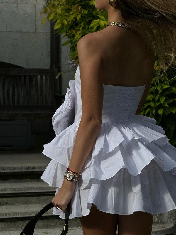 Glamorous White Frill Layered Mini-Dress