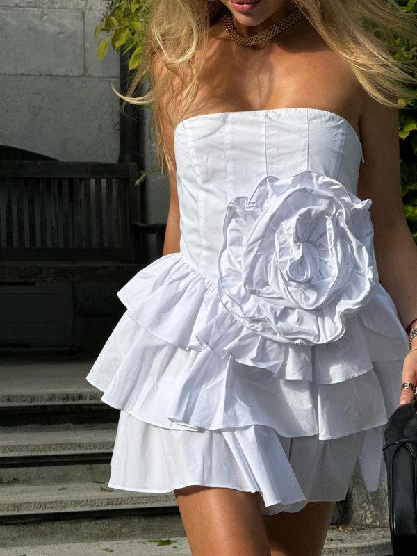 Glamorous White Frill Layered Mini-Dress