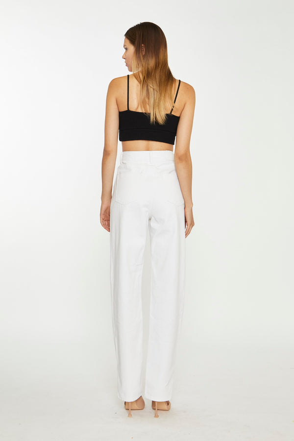 Glamorous White High-Waisted Side Split Jeans