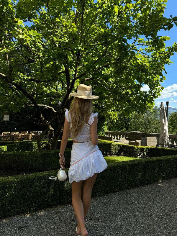 Glamorous White Lace-Up Crop-Top