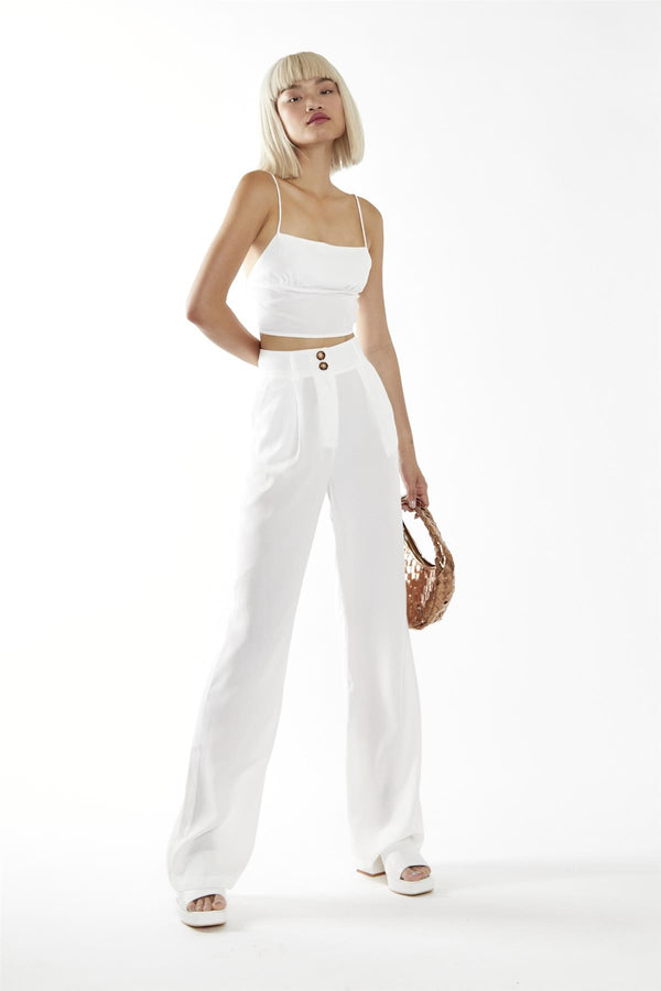 glamorous White Open-Tie-Back Crop-Top