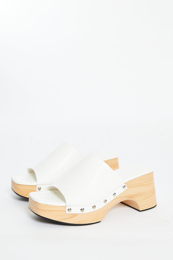Glamorous Glamorous White Open Toe Mule Clog Sandals