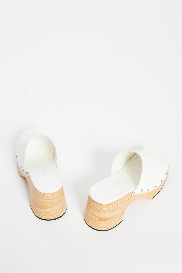 Glamorous Glamorous White Open Toe Mule Clog Sandals