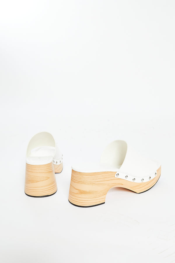 Glamorous Glamorous White Open Toe Mule Clog Sandals