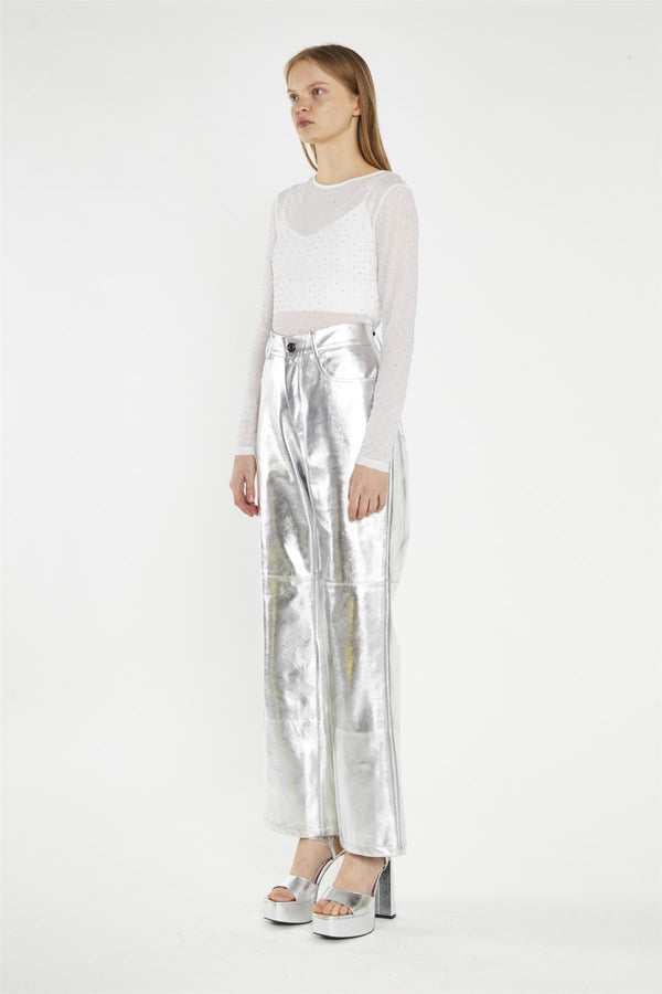 Glamorous White Rhinestone-Mesh Bodysuit