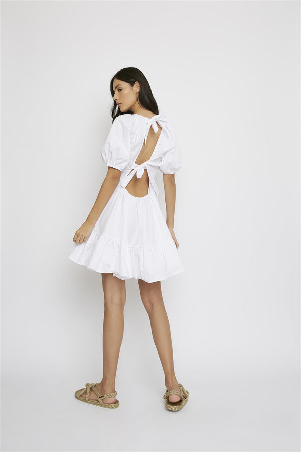 Glamorous White Ruffle Hem Mini-Dress