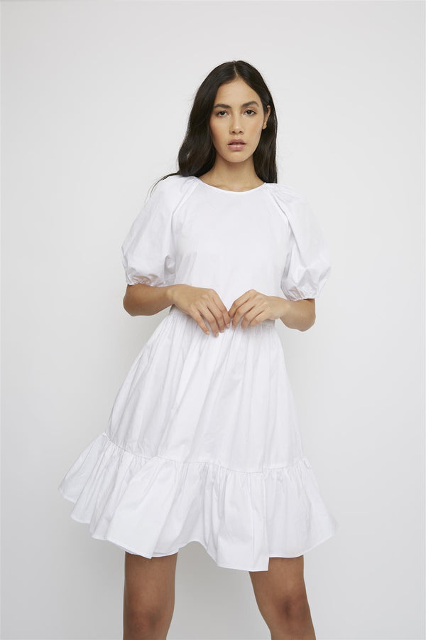Glamorous White Ruffle Hem Mini-Dress