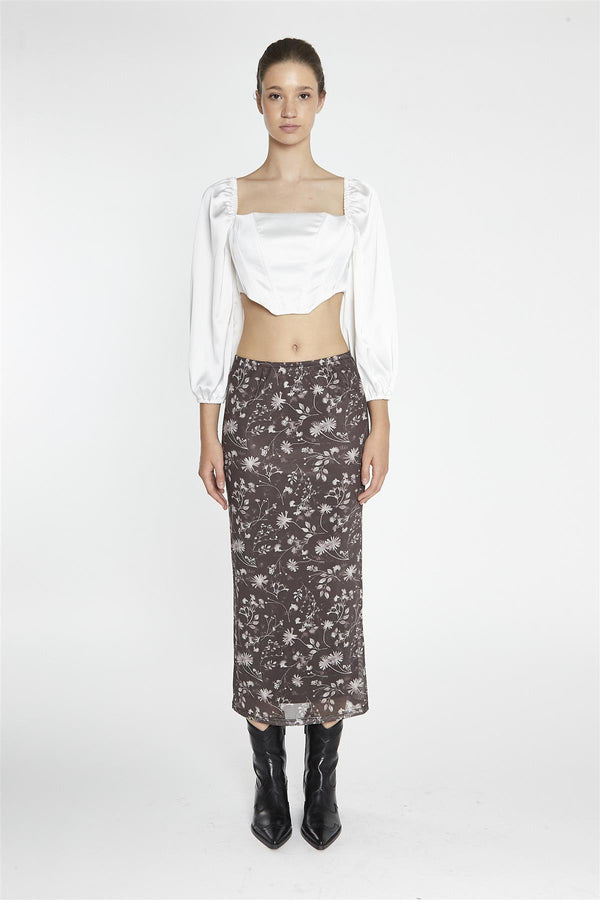 glamorous White-Satin Corset Crop-Top