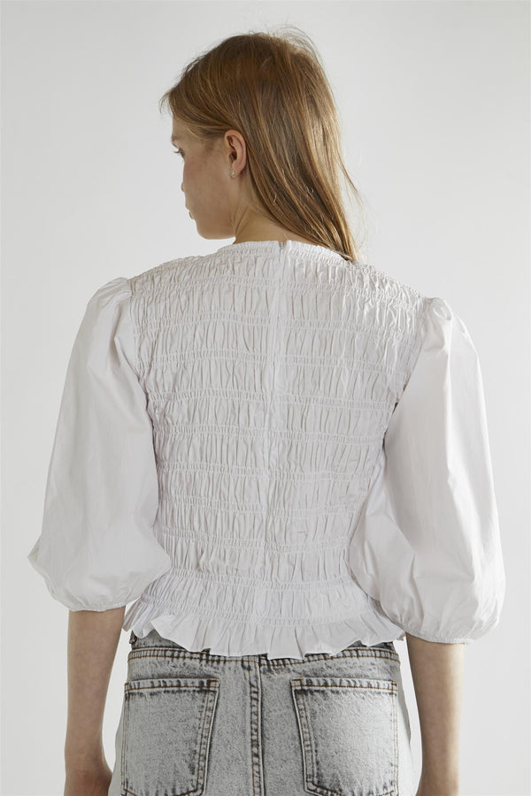 Glamorous White Shirred Top