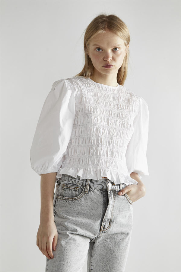 Glamorous White Shirred Top