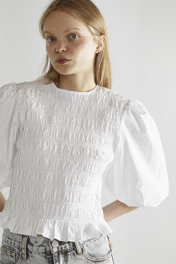 Glamorous White Shirred Top