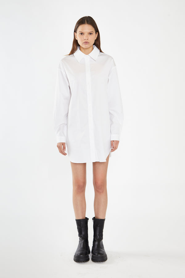 glamorous White Shirt Mini-Dress