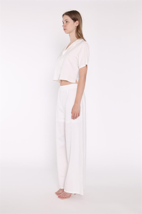 Glamorous White Short-Sleeve Cropped-Shirt