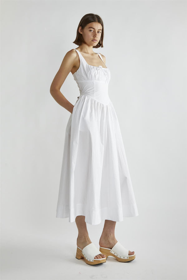 glamorous White Skater Midi-Dress