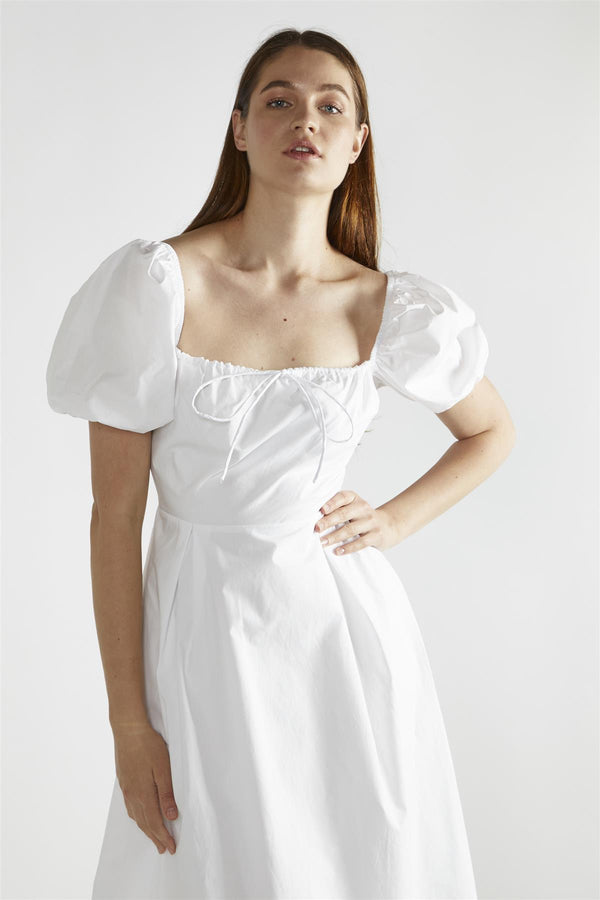 Glamorous White Square-Neck Midi-Dress