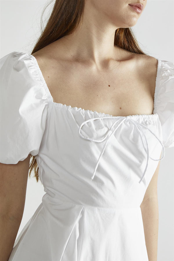 Glamorous White Square-Neck Midi-Dress