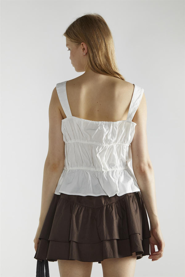 Glamorous White Square-Neck Sleeveless-Top