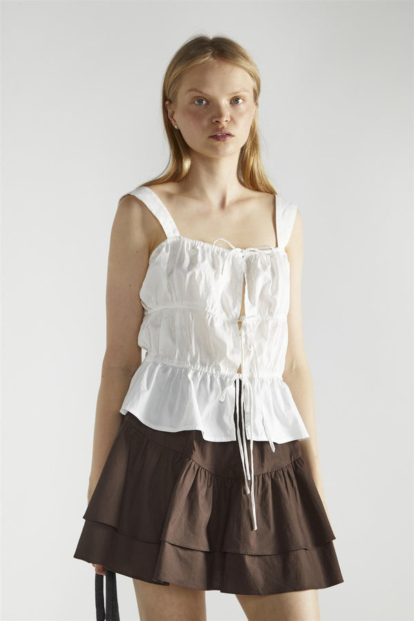 Glamorous White Square-Neck Sleeveless-Top