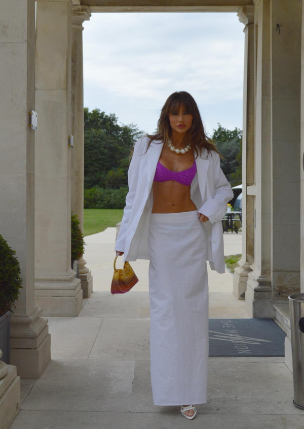 glamorous White Straight-Fit Maxi-Skirt